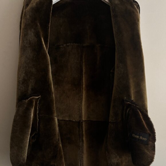 VTG Harry Rosen Brown Lambskin Button-up Shearling Jacket/Coat- 40/Medium -Large - Picture 7 of 16